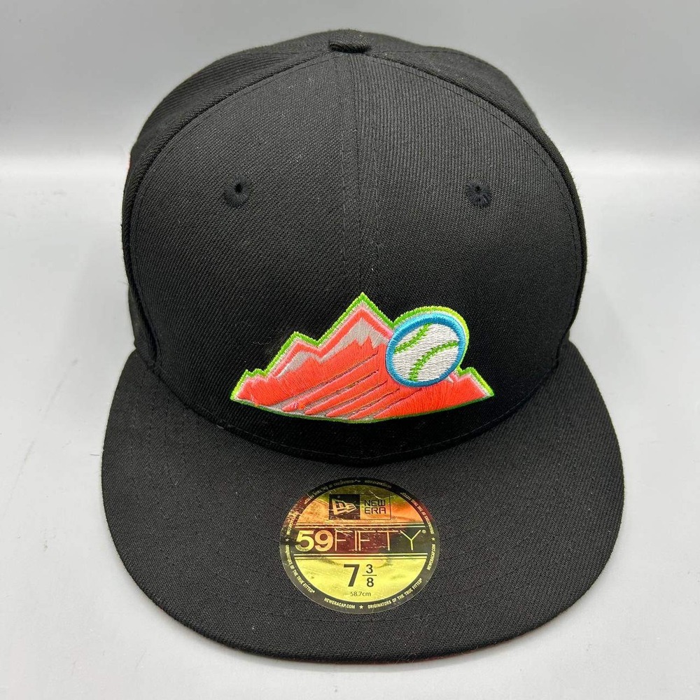 Colorado Rockies MLB Hat Men 7 3/8 Black Red 59Fifty New Era Fitted Cap